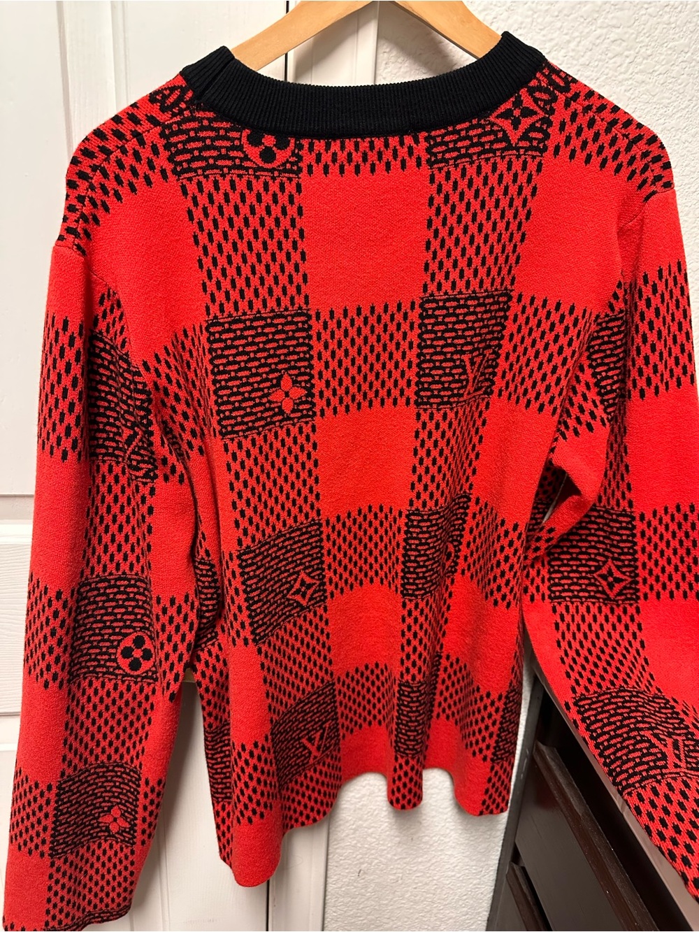 Louis Vuitton Red and Black Checkerboard Crewneck Sweater - Picture 4 of 4